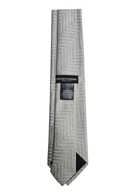 CRAVATTA IN PURA SETA CON LETTERING JACQUARD MOTIVO CHEVRON EMPORIO ARMANI | Cravatte | 340075 3R60400540